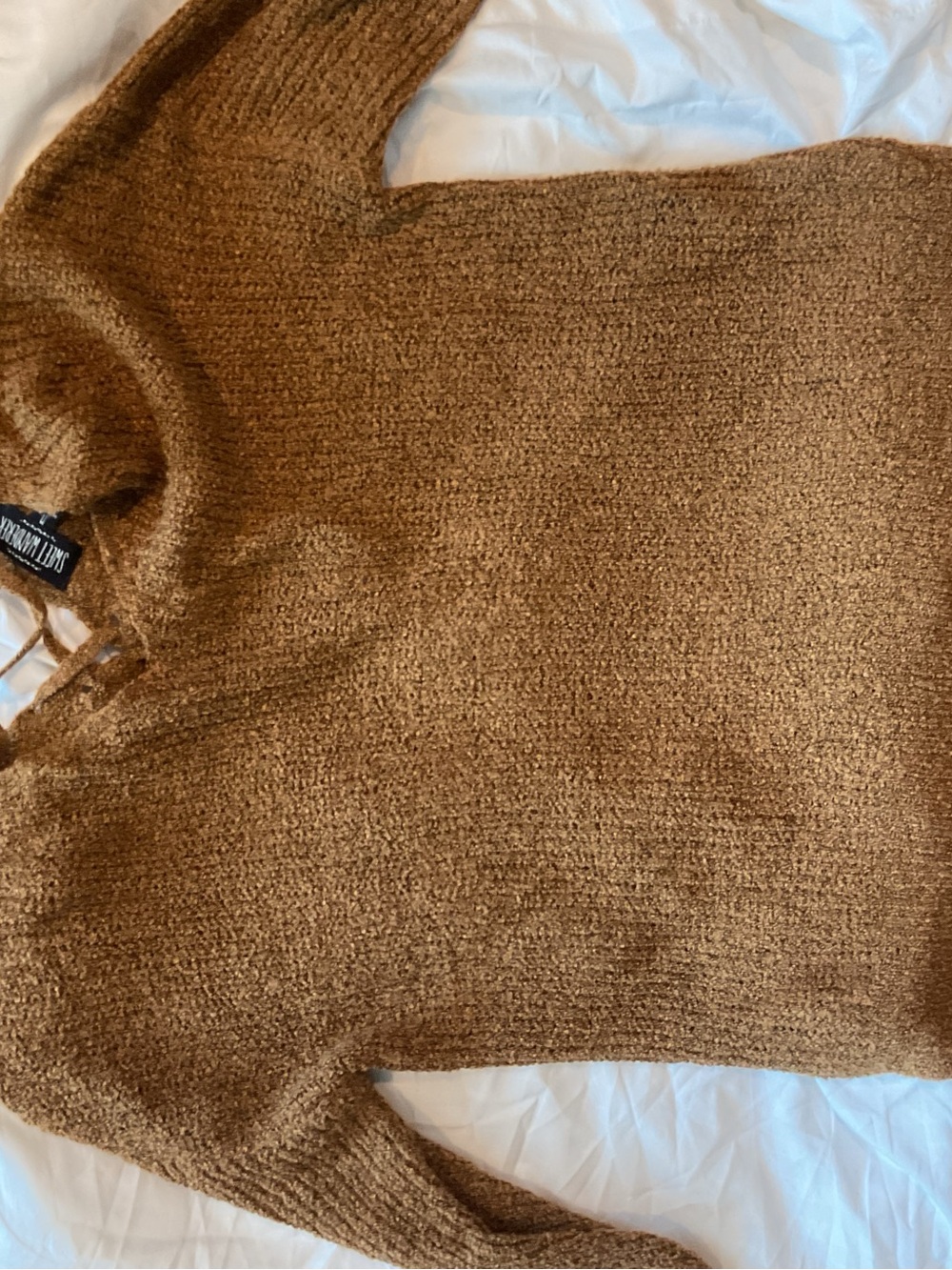 Sweet Wanderer Scoop Neck Camel Brown Knit Sweater